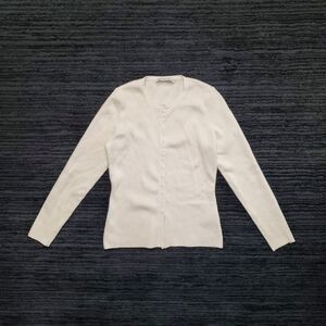 Abercrombie & Fitch Size S Cream Slim Rib Knit Button Front Cardigan Sweater